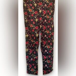 CHADWICKS Vintage Floral Black Pants Side Zipper Size 16TL Chic Cottagecore Chic